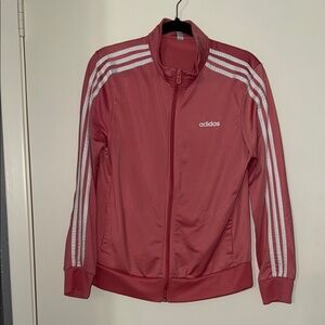 Adidas pink and White Jacket with Iconic Stripes